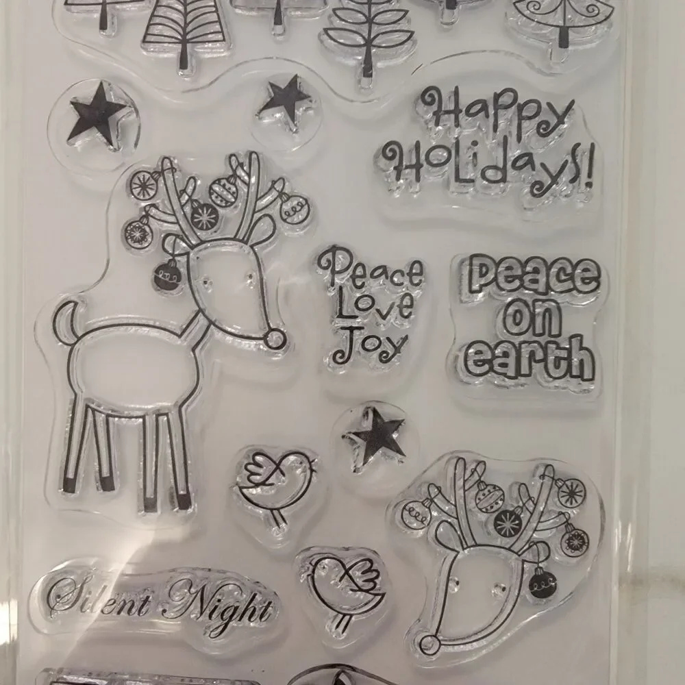 Hampton Art SEASONAL BEAUTY Christmas Clear Cling Stamps Set of 15 NEW